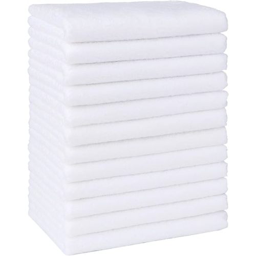 HOMEXCEL Baby Washcloths 12 Pack-Microfiber Coral Fleece Baby Bath Face Towel 7 x 9 Inch Extra Absorbent Soft Burp Cloth and Wash Cloths for Newborn-Infants and Toddlers,White
