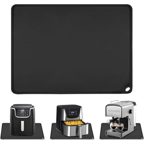 Standard Silicone Mat,Black Baking Mat-Food Grade Kids Dinner Table Placemat Non Slip Counter Mat with Raised Edges Heat Resistant Mat for Air Fryer Nonstick Pastry Dough Mat(1 Pack 23.6'' x 15.7'')