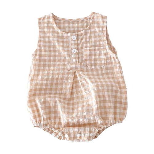 BLVB Baby Boy Girl Romper Newborn Summer Clothes Toddler Plaid Sleeveless Jumpsuit Bodysuit Cute Infant Outfits