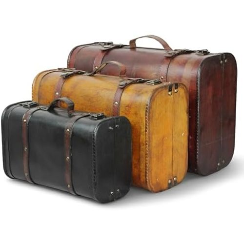 Vintiquewise(TM 3-Colored Vintage Style Luggage Suitcase/Trunk, Set of 3
