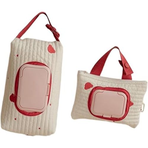 Embroidered Bear Stroller Wet Wipe Pouches Portable Baby Wipe Holder Embroidery Baby Wipes Storage Bag for Travel