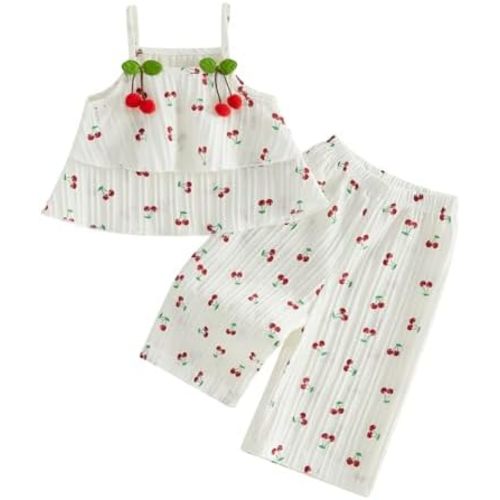Kaipiclos Toddler Girl Clothes Baby Summer Outfits Daisy Print Sleeveless Smocked Camisole Linen Pants 12 18 24 Month 3T 4T