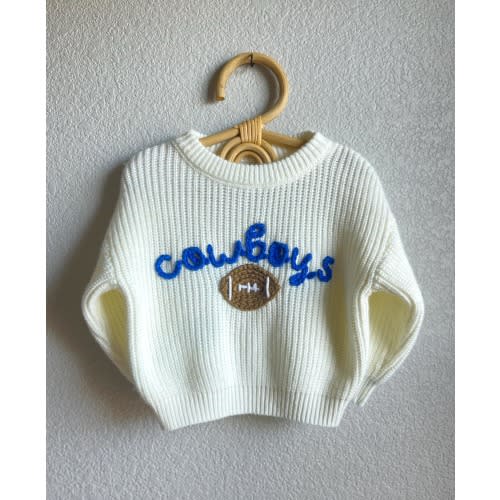 Dallas Cowboys sweater, NFL hand embroidered baby and toddler sweater, kids football sweater, custom baby NFL sweater with football