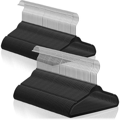 Casafield 100 Velvet Baby Hangers - 11" Size for Infant & Toddler Clothes - Black