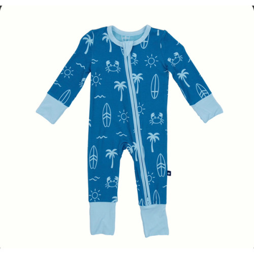 Larkspur Baby | Convertible Footed Romper in Surf Club
