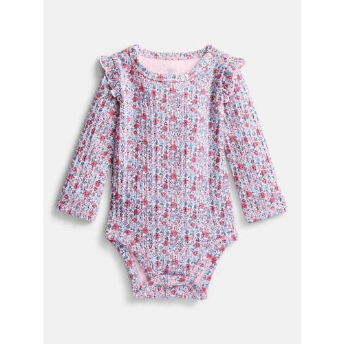 Wonder Nation Baby Girls Flutter Bodysuit with Long Sleeves, Sizes 0-24 Months