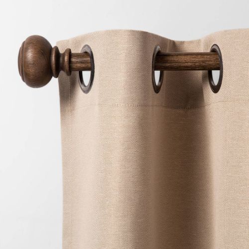 66"-120" Wood Knob Curtain Rod Dark Brown - Threshold™: Steel, Painted Finish, Single Rod, 0.875" Diameter