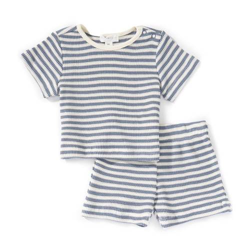 Scene&Heard Baby Boys Knit Stripe Short Sleeve Tee & Shorts Set