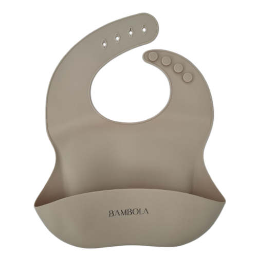 Bambola The Label Silicone Bib with Pouch - Sand