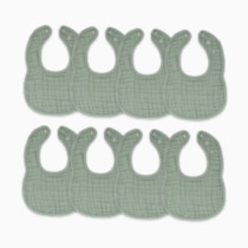 Comfy Cubs Muslin Bibs with Adjustable Snaps (8 Pack) - Fern, 8