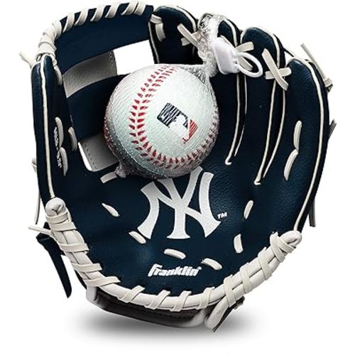 Franklin Sports MLB Youth Teeball Glove and Ball Set - Kids Baseball and Teeball - Perfect First Kids Glove - 9.5"