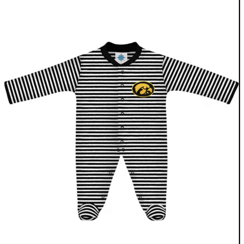 Iowa Hawkeyes BLACK Baby Stripe Romper Pajamas - 35010598