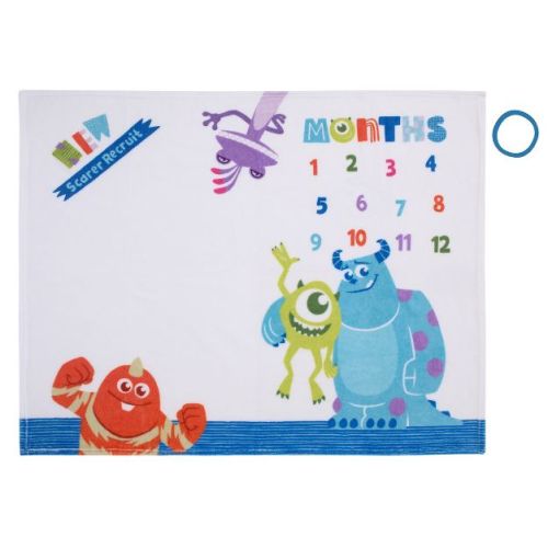 NoJo Disney Monsters, Inc. White, Blue, and Green, New Scarer Recruit Super Soft Photo Op Milestone Baby Blanket