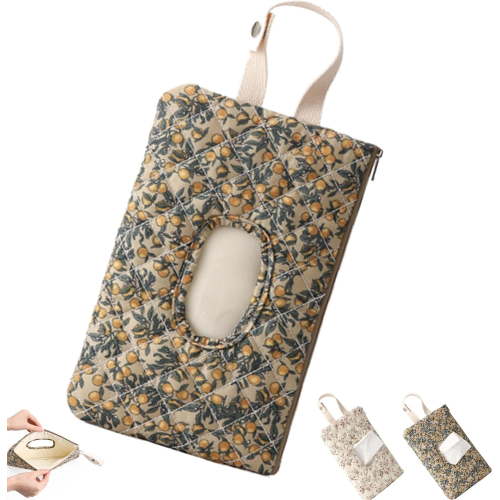 Quilted Wipes Pouch, Portable Wipes Holder, Floral Fabric Wipes Container for Stroller, Diaper Bag & Travel