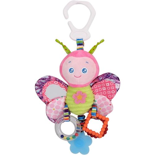 D-KINGCHY Baby Car Seat Stroller Plush Hanging Rattle Toys Newborn Crib Bed Around Toy with Teether Rattle Sound for 0-3 Years Old (Butterfly)