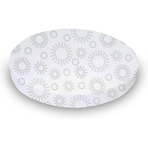 SheetWorld Baby Fitted Oval Crib Sheet Fits Stokke Mini, 100% Cotton Woven Sheet, Unisex Boy Girl, 23 x 29 inches, Grey Dot Circles, Made in USA