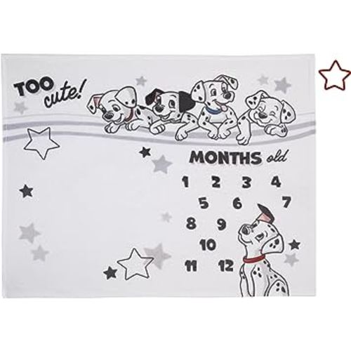 Disney 101 Dalmatians White and Black Too Cute Super Soft Photo Op Milestone Baby Blanket