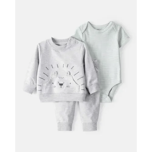 Baby Boy 3-Piece Lion Little Pullover Set - Grey/Green | Carter's