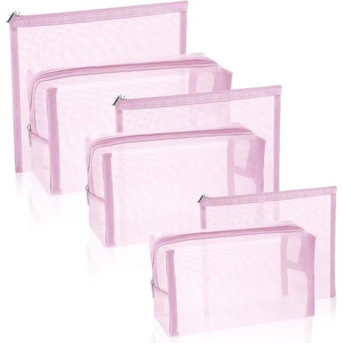 6 Pieces Mesh Bag Portable Travel Organizing Zipper Pouch Toiletries Makeup Pouches for Home Office Travel Accessories