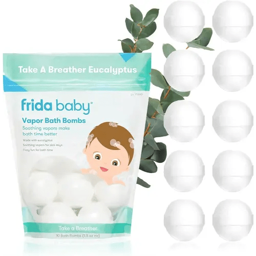 Frida Baby Natural Vapor Bath Bombs for Toddlers & Kids, Eucalyptus Essential Oil Bath Bombs for Aromatherapy, 10 Count