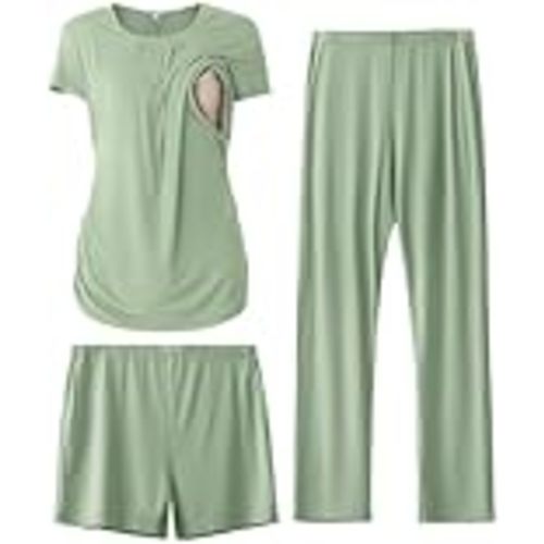 SUNNYBUY Womens Maternity Nursing Pajamas Set 3 Piece Breastfeeding PJS | Pregnancy Must Haves, Labor & Delivery Essentials, Going Home Outfit, Postpartum Lounge Set