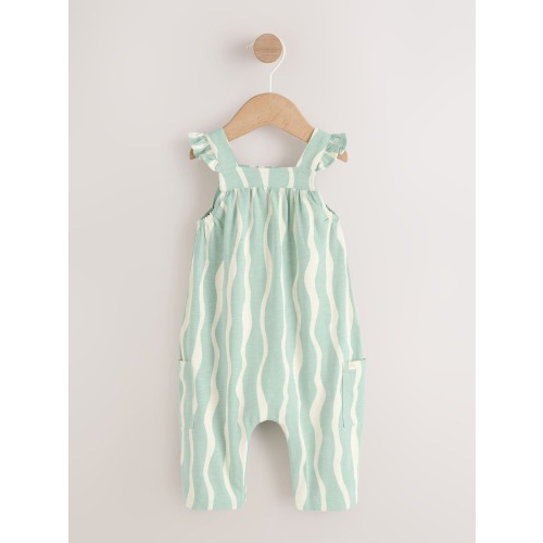 Sage Green Stripe Baby Long Leg Jersey Romper (0mths-3yrs)