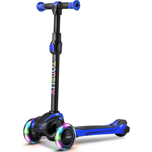 TONBUX Kids Scooter for Age 3-12, Toddler Scooter with 4 Adjustable Heights, Light Up 3-Wheels Scooter, Shock Absorption Design, Lean to Steer, Balance Training Scooter for Kids