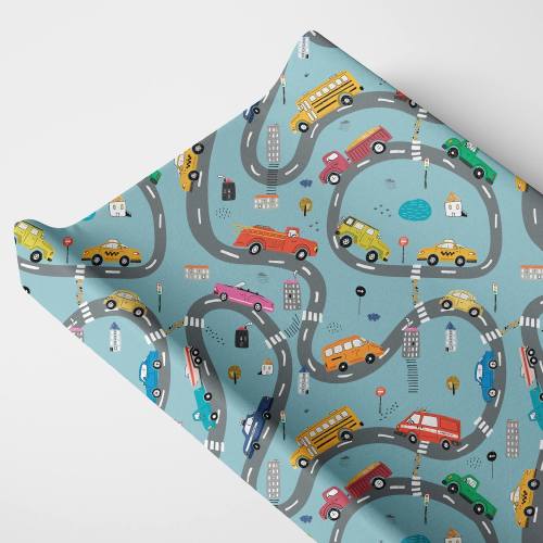 Norani Baby Organic Fitted Changing Pad Cover - Cars