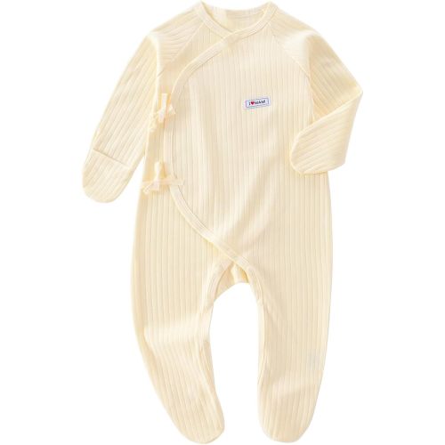 Newborn Baby Cotton Unisex Onesie, Comfortable Ribbed Long Sleeve Clothes, Baby Boy's Girl's Outfits