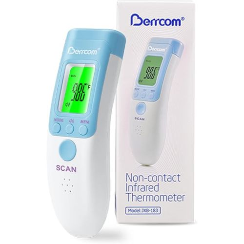 Berrcom Forehead Thermometer for Adults and Kids, Non-Contact Infrared Digital Thermometers for Fever, Room, and Object, Touchless Temperature Gun with Fever Alert