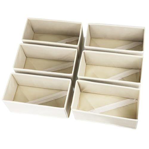 6 Pack Drawer Organizers for Clothes, Foldable Underwear Organizer Bins, Fabric Closet Cloth Storage Box Dresser Drawer Dividers for Shirts, Bra, Socks and Panties