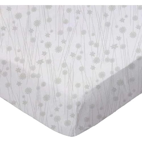 SheetWorld Baby Fitted Square Play Yard Sheet Fits Joovy 38 x 38 inches, 100% Cotton Woven Sheet, Unisex Boy Girl, Grey Floral Stems, Made in USA