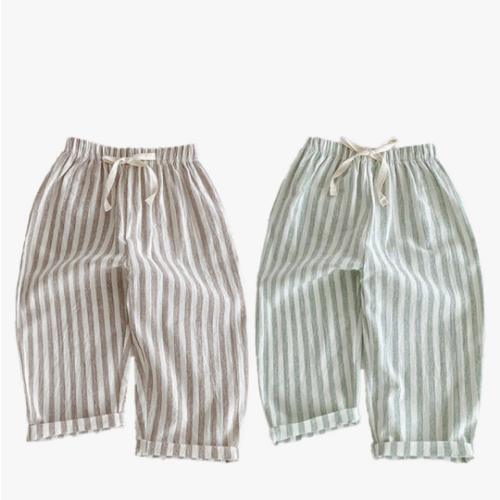 Ashmyova Classic Casual Pants for Boys Thin Cotton Stripe Elastics Waist Spring Summer Trousers Toddler Long Pants 2Pcs