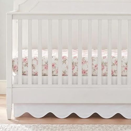 Brandream Scallop Edge Cotton Crib Skirt