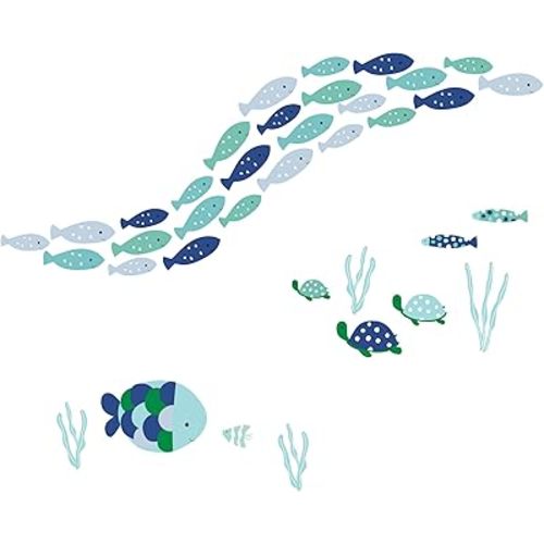 Lambs & Ivy Oceania Aqua/Blue Aquatic Fish Wall Decals/Stickers