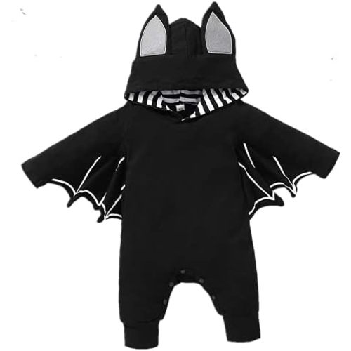 My First Halloween Outfits Newborn Baby Boy Bat Cosplay Costume Infant Baby Hoodie Romper Jumpsuit Bodysuit