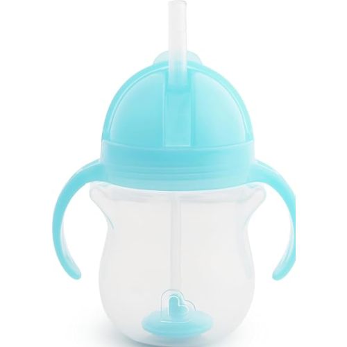 Munchkin Any Angle Sippy Cup for Toddlers, Spill Proof Weighted Straw Cup with Transition Handles for Babies 6 Months and Up, 7 Ounce, Blue
