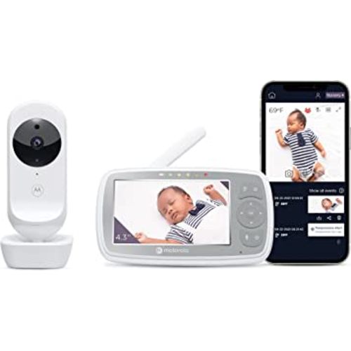 Motorola Nursery Baby Monitor with Camera and Audio, 4.3" Screen VM44 with WiFi, Long Range, Zoom/Tilt, Temperature Sensor, Lullabies, Night Vision