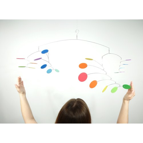 Large Colorful Floating and Spinning Baby Crib Nursery Mobile in Full Spectrum Rainbow