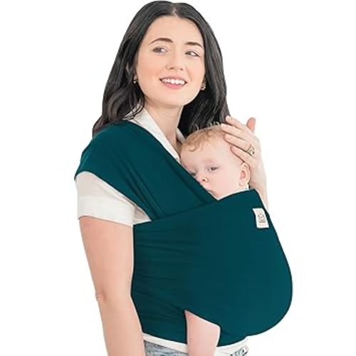 KeaBabies Baby Wrap Carrier - All in 1 Original Baby Carrier Newborn to Toddler Sling, Easy to Wear, Hands Free Bonding, Lightweight, Breathable Infant Wraps (Peacock Green)