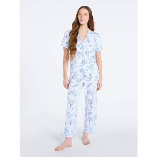 Joyspun Women's Dreamy Soft Collection Notch Collar Top and Capri Pants Pajama Set, 2-Piece, Sizes XS-3X