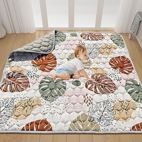 FLAGAV Baby Play Mat for Infants and Toddlers, Extra Large 50" x 50" Folding Foam Playmat, Soft Cushioned Reversible Floor Mat for Crawling, Tummy Time, Kids’ Activities, Waterproof & Easy to Clean