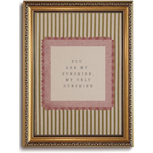 You Are My Sunshine Wall Decor, Vintage Gold Framed Nursery Wall Art, 8x10