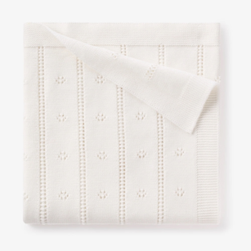Cream Pointelle Knit Baby Blanket