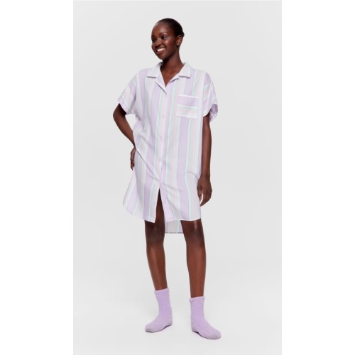 Lilac Stripe 100% Cotton Boyfriend Nightshirt Multi - Peter Alexander Online