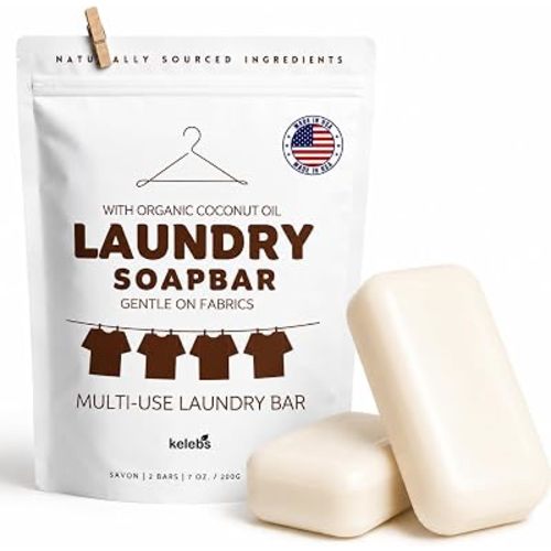 Kelebs Natural Laundry Soap Bar & Stain Remover | Organic Coconut | 2 Bars