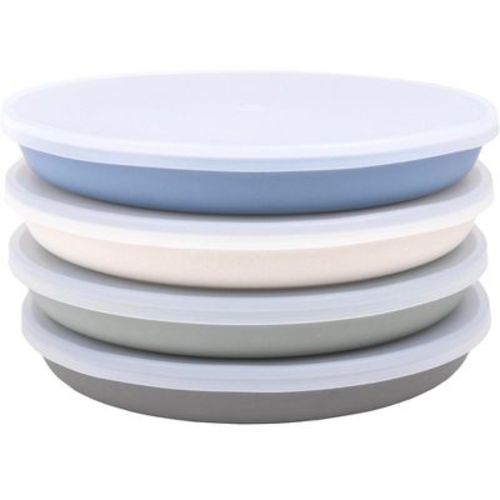 WeeSprout Bamboo Plates, Kid-Sized Bamboo Kids Plates, Dishwasher Safe Bamboo Plate for Kids, 4 pack