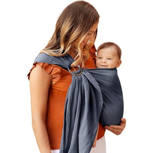 Moby Baby Wrap Carrier Ring Sling for Newborns to Toddlers, Hands-Free, Versatile Support for Moms & Dads, Breathable & Lightweight, Supports Children 8-30 lbs (Flint)