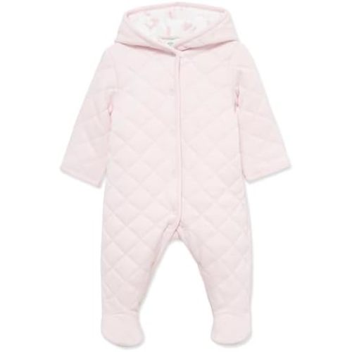Little Me Clothes for Baby Boys' and Girls' Organic Cotton Quilted Velour Pram Snowsuit, NB to 9 Months