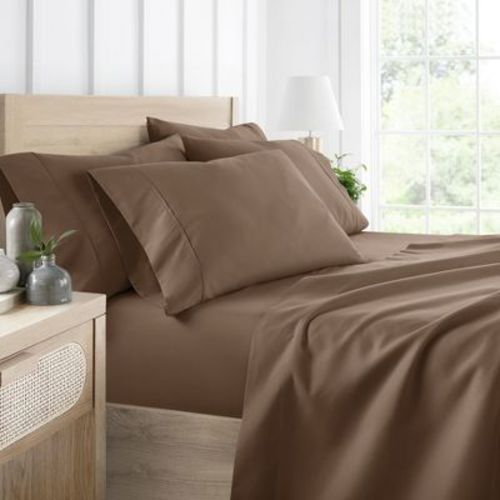 Solid 6 Piece Sheet Set - Ultra Soft, Deep Pocket - Becky Cameron (Extra Pillow Cases!), Taupe, King